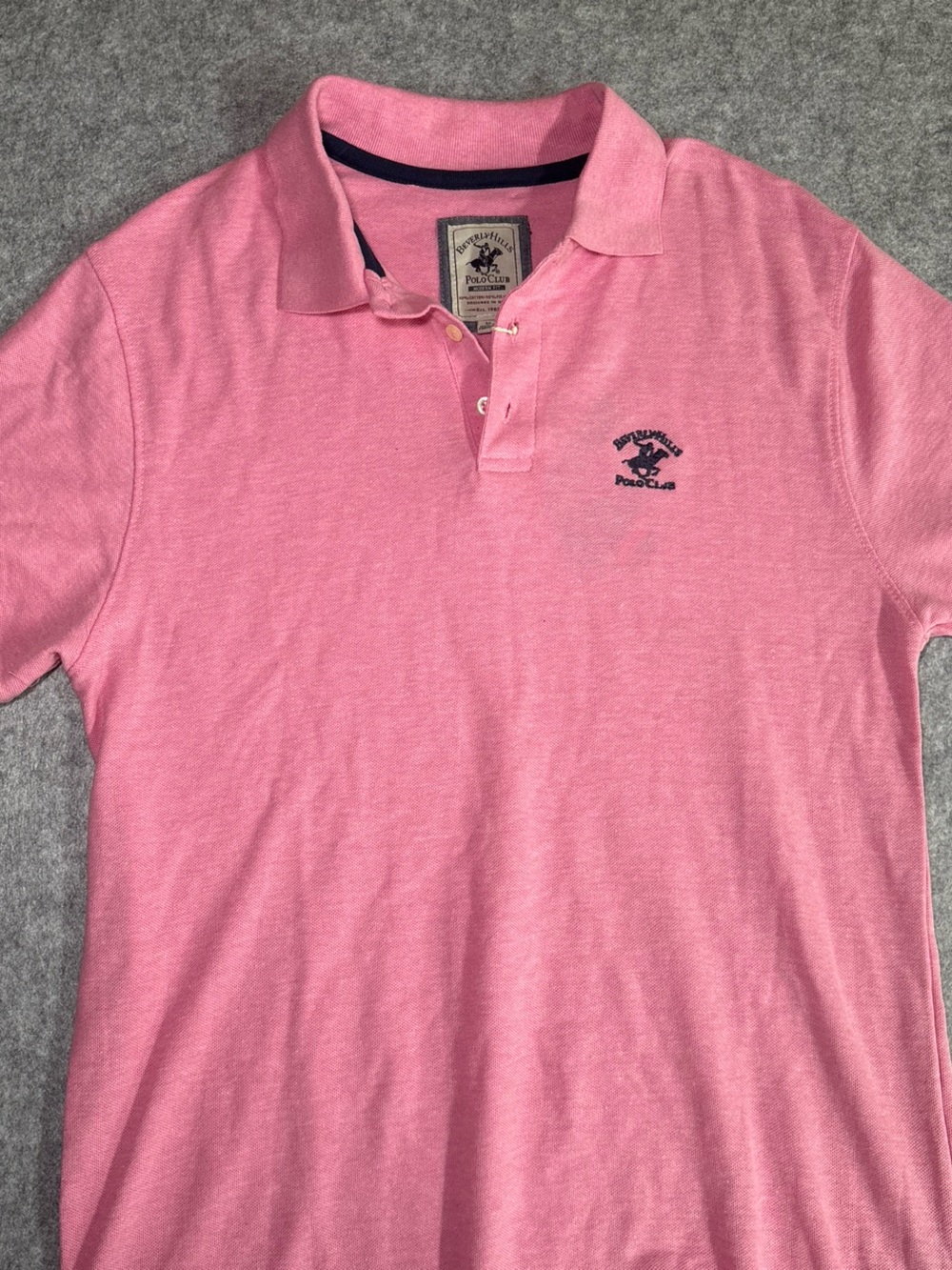 Beverly Hills Polo Club Pink Polo Shirt with Navy Logo